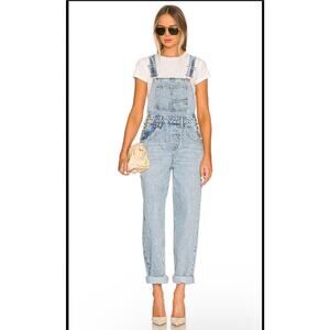 Good American Bib Overalls Jeans Womens Size 15 Y2K Denim Medium Wash C8